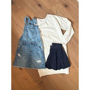 Girls Clothing Bundle: Gap Kids Distressed Denim Overall Dress, Athleta Girl Swe